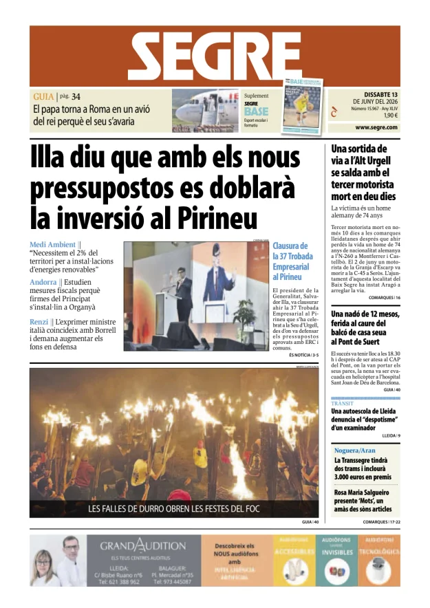 Portada de Diari Segre (Català)