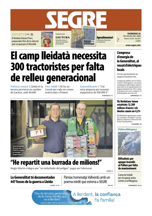 Portada de Diari Segre (Català)