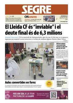Portada de Diari Segre (Català), 29 de mayo de 2026