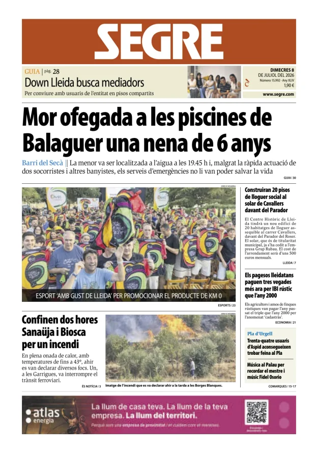 Portada de Diari Segre (Català)