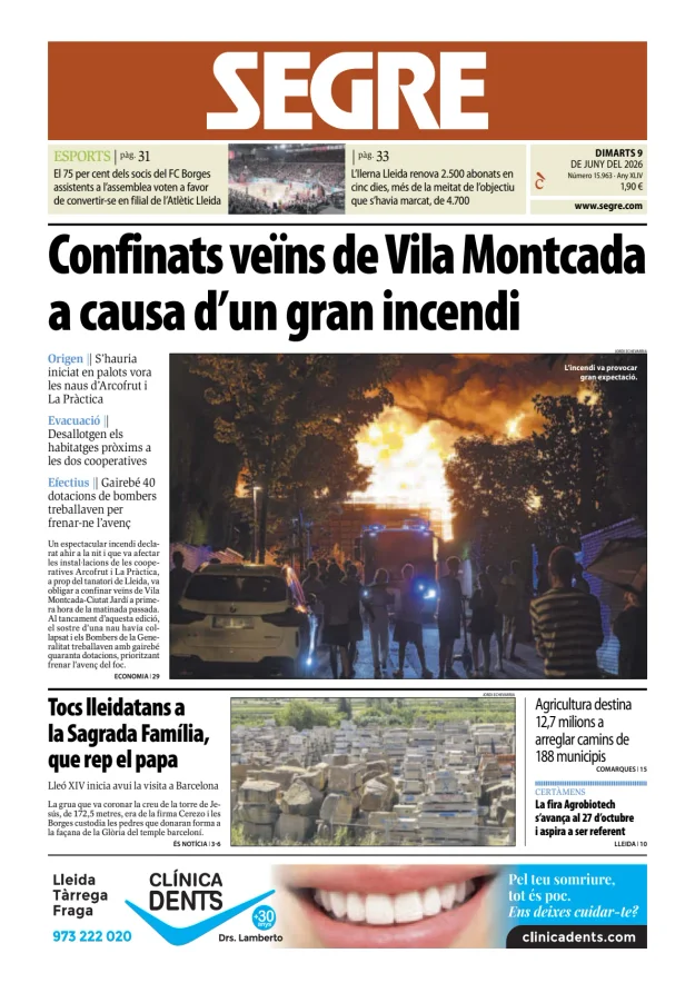 Portada de Diari Segre (Català)