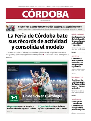 Portada de Diario Córdoba, 1 de junio de 2026