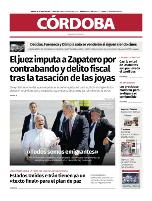 Portada de Diario Córdoba, 13 de junio de 2026