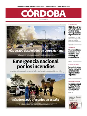Portada de Diario Córdoba, 25 de julio de 2026