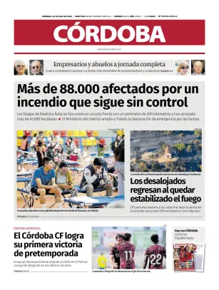 Portada de Diario Córdoba, 26 de julio de 2026