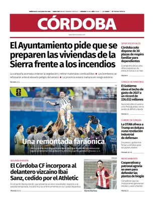 Portada de Diario Córdoba, 8 de julio de 2026