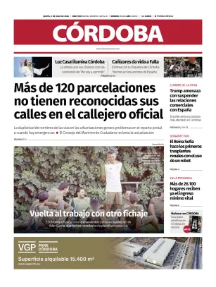 Portada de Diario Córdoba, 9 de julio de 2026