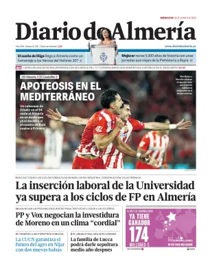 Portada de Diario de Almería, 10 de junio de 2026
