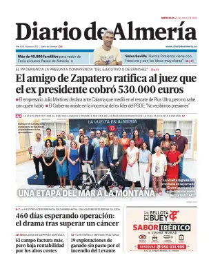 Portada de Diario de Almería, 22 de julio de 2026
