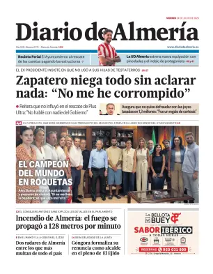 Portada de Diario de Almería, 24 de julio de 2026