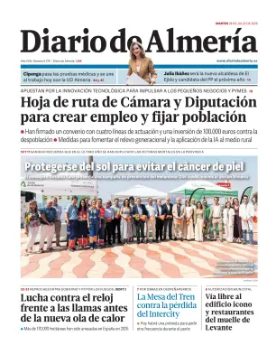 Portada de Diario de Almería, 28 de julio de 2026