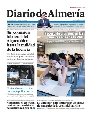 Portada de Diario de Almería, 3 de junio de 2026