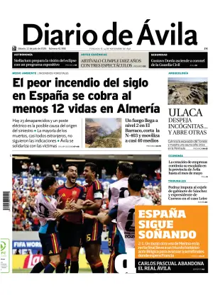 Portada de Diario de Ávila, 11 de julio de 2026