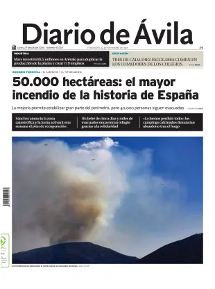 Portada de Diario de Ávila, 27 de julio de 2026