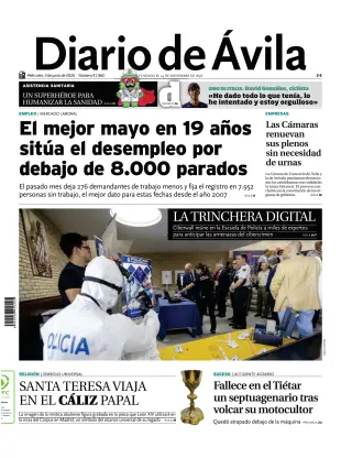 Portada de Diario de Ávila, 3 de junio de 2026