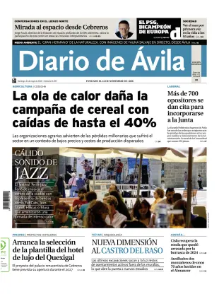 Portada de Diario de Ávila, 31 de mayo de 2026