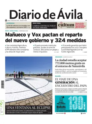 Portada de Diario de Ávila, 4 de junio de 2026