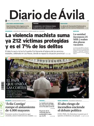 Portada de Diario de Ávila, 9 de junio de 2026