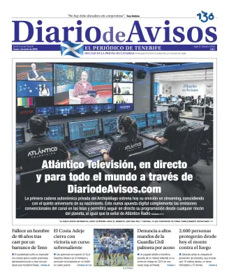 Portada de Diario de Avisos, 1 de junio de 2026