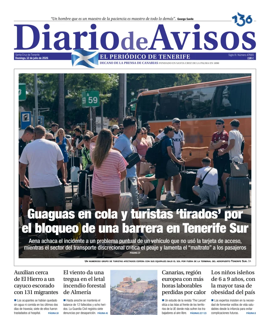 Portada de Diario de Avisos