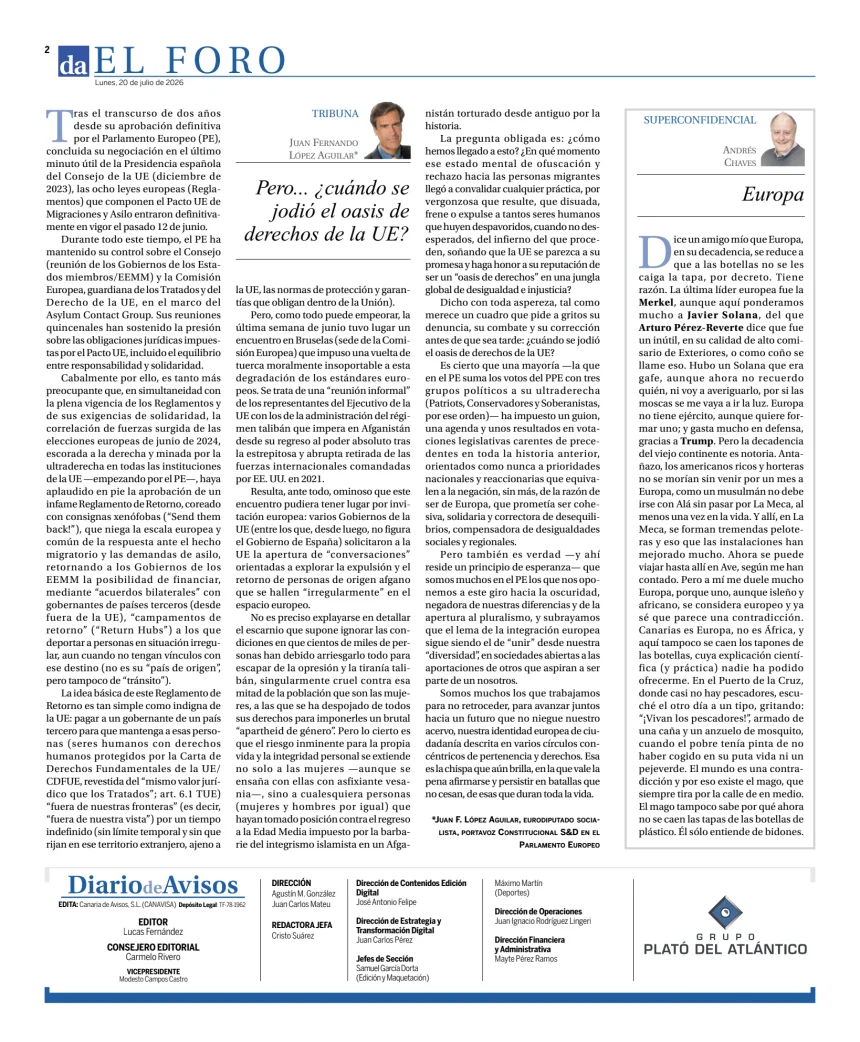Diario de Avisos — 20/07