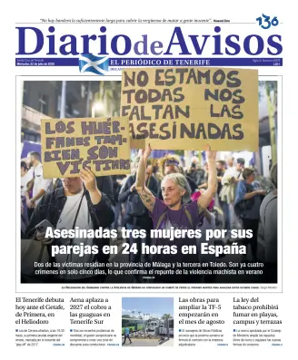 Portada de Diario de Avisos, 22 de julio de 2026