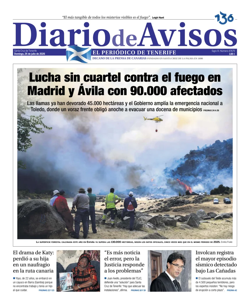 Portada de Diario de Avisos