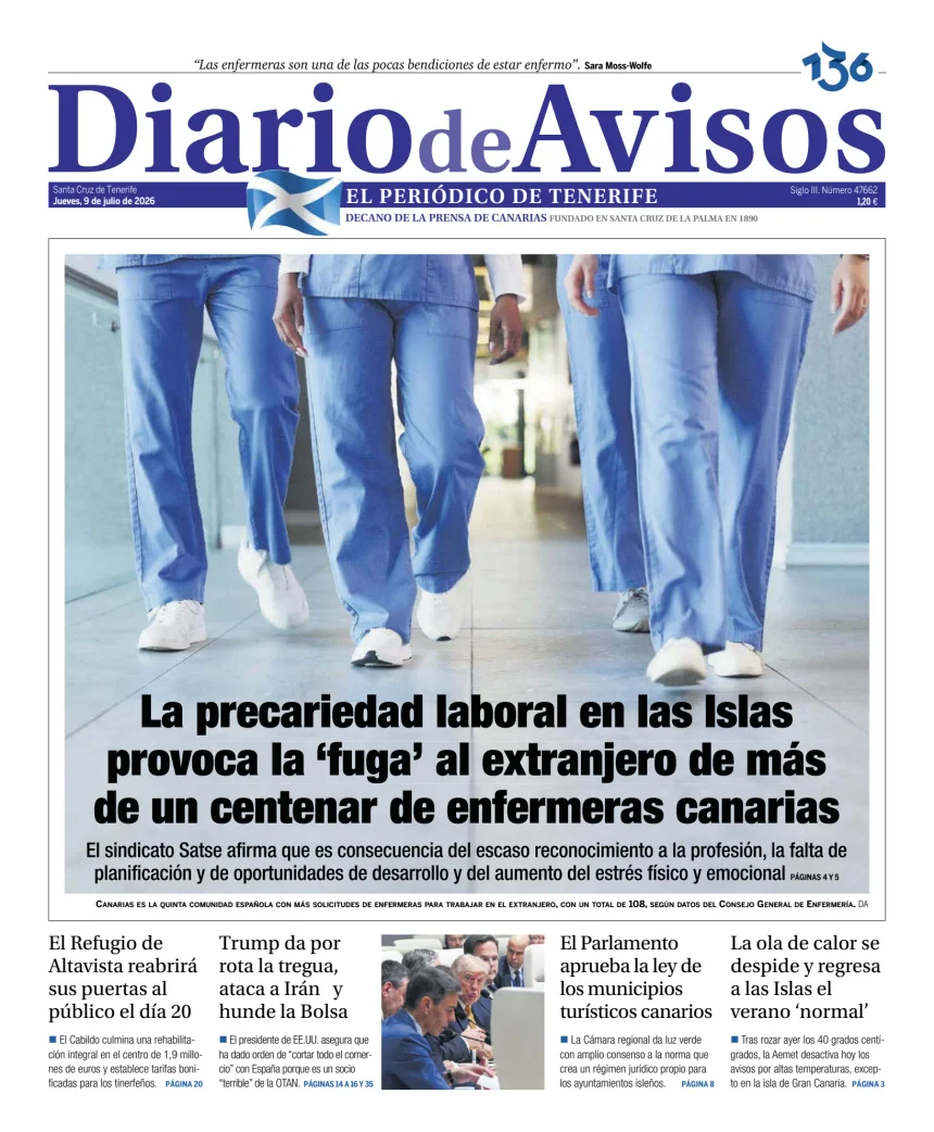 Portada de Diario de Avisos