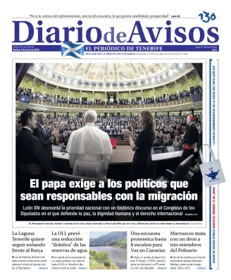 Portada de Diario de Avisos, 9 de junio de 2026