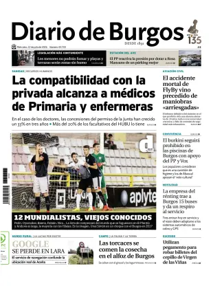 Portada de Diario de Burgos, 22 de julio de 2026