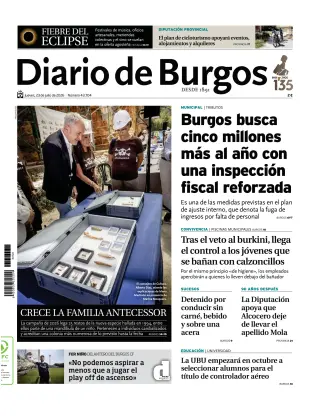 Portada de Diario de Burgos, 23 de julio de 2026
