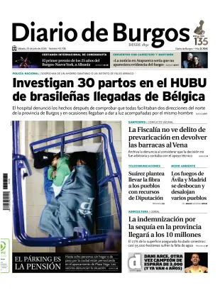 Portada de Diario de Burgos, 25 de julio de 2026