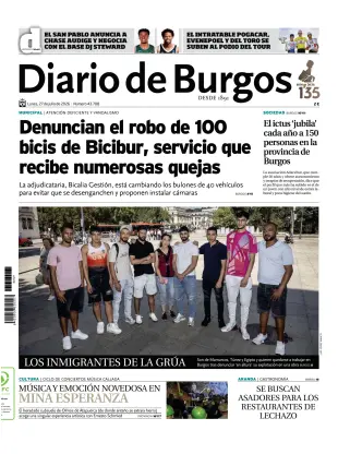 Portada de Diario de Burgos, 27 de julio de 2026