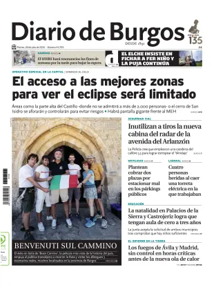 Portada de Diario de Burgos, 28 de julio de 2026