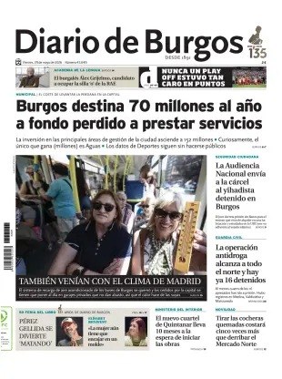 Portada de Diario de Burgos, 29 de mayo de 2026