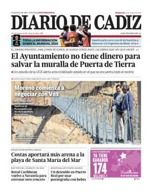 Portada de Diario de Cádiz, 10 de junio de 2026