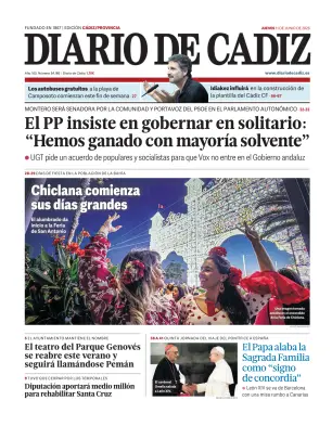 Portada de Diario de Cádiz, 11 de junio de 2026