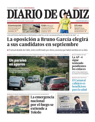 Portada de Diario de Cádiz, 26 de julio de 2026
