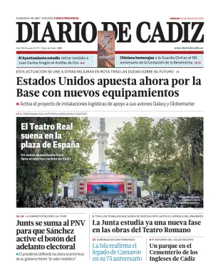 Portada de Diario de Cádiz, 30 de mayo de 2026