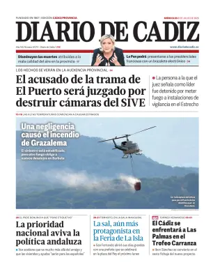 Portada de Diario de Cádiz, 8 de julio de 2026