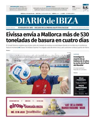 Portada de Diario de Ibiza, 22 de julio de 2026