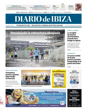 Portada de Diario de Ibiza, 25 de julio de 2026