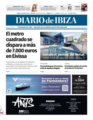 Portada de Diario de Ibiza, 30 de mayo de 2026