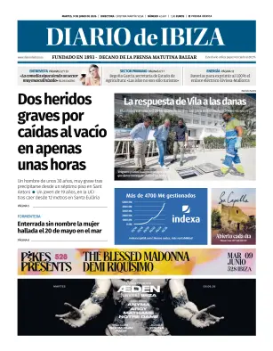 Portada de Diario de Ibiza, 9 de junio de 2026