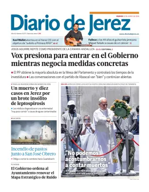 Portada de Diario de Jerez, 12 de junio de 2026