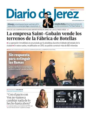 Portada de Diario de Jerez, 25 de julio de 2026