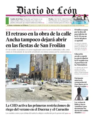 Portada de Diario de León, 9 de julio de 2026