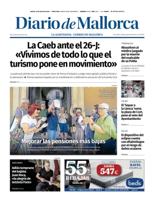 Portada de Diario de Mallorca, 23 de julio de 2026