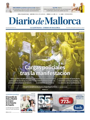 Portada de Diario de Mallorca, 27 de julio de 2026