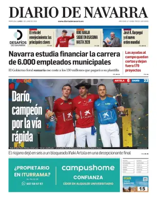 Portada de Diario de Navarra, 1 de junio de 2026